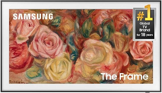 SAMSUNG 55-Inch Class QLED 4K LS03D The Frame Series Quantum HDR Smart TV w/Dolby Atmos, Art Mode, Anti-Reflection, Customizable Frame, Slim Fit Wall Mount with Alexa Built-in (QN55LS03D, 2024 Model)