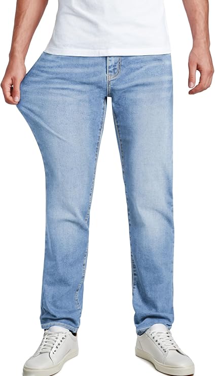 JMIERR Men's Stretch Jeans Regular Fit Straight Leg Casual Denim Pants