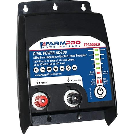 AgraTronix FP3000XD Smart Fence Energizer Plug-in Charger with Ultra-Low Impedance Technology, Battery-Operated Energizer w/LED