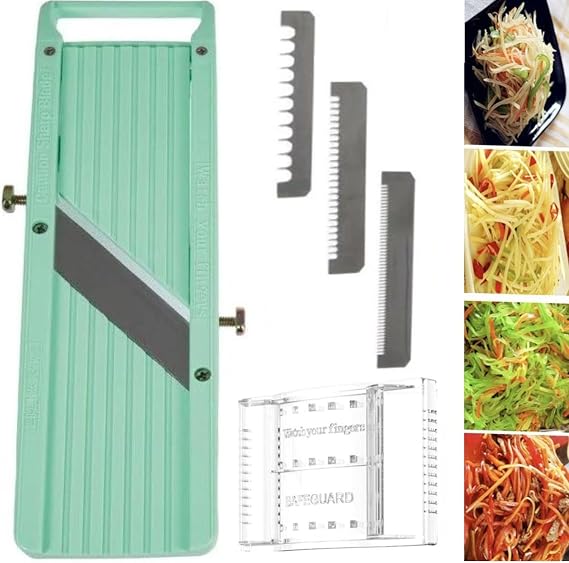 Handheld Mandoline Slicer for Kitchen Professional Slicer Vegetable Cutter | Includes 3 x Interchangeable Stainless Steel Blades