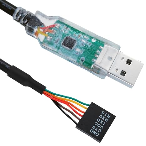 USB to TTL Serial 3.3V Adapter Cable, TTL 3V3 Uart Serial Cable 6 Pin 0.1 inch Female Socket, 6 Feet