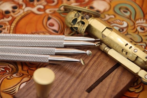 Leather Stamps Tool Beveling Undercut Beveler Stamping 304 Stainless Steel Carving DIY LeatherCrafts Tools (Full Set, 4pcs (XS+S+M+L))