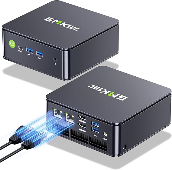 GMKtec Dual 2.5G Nic Mini PC G11 AMD Ryzen Embedded R2514 (Beats 4300U/3500U/N150)16GB DDR4 (Dual Channel) 256GB PCIe 3.0 M.2 SSD/USB3.2/HDMI*2 2*USB3.2 10Gbps/WiFi 6E/BT5.2//Micro PC