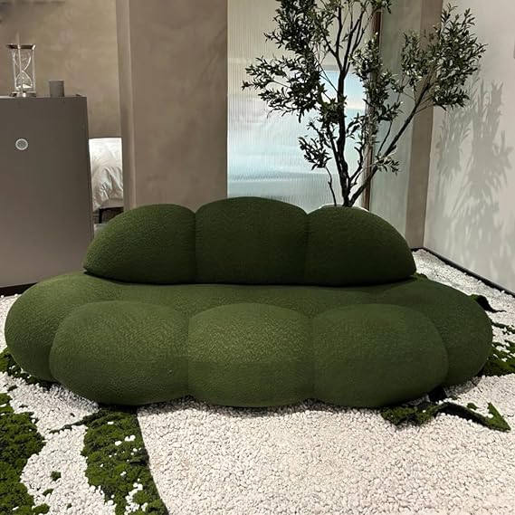 Cloud Shaped Floor Couches for Living Room, Boucle Sofa, Comfy Compressed Couch, Deep Seat for Bedroom, Apartment