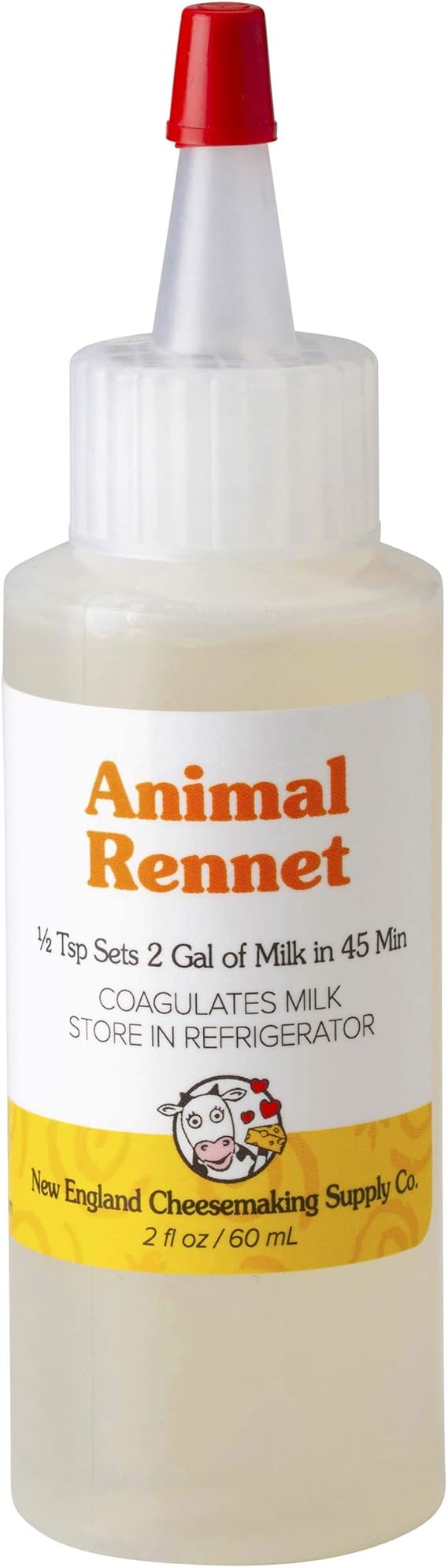 Liquid Animal Rennet Single Strength Calf Rennet for Home Cheese Making NON-GMO, Gluten-Free, Easy to Measure & Use (2 oz)