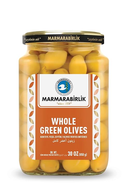 Marmarabirlik Turkish Green Olives Canned, Whole Olive, Healthy Snack, 30oz