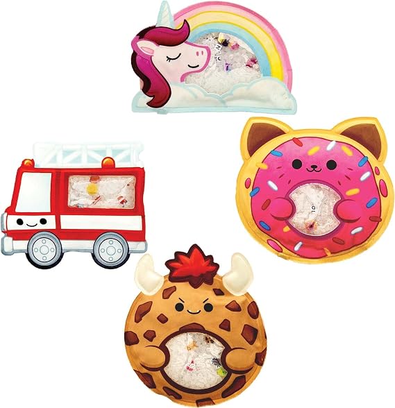 BIZYBOO - Hide n Seek Busy Bag Characters - Hidden Object Search Problem Solving Sensory Puzzle Matching Game for Kids 3 and Up - Bundle (Daisy, Peaches, Crumbs, Blaze)