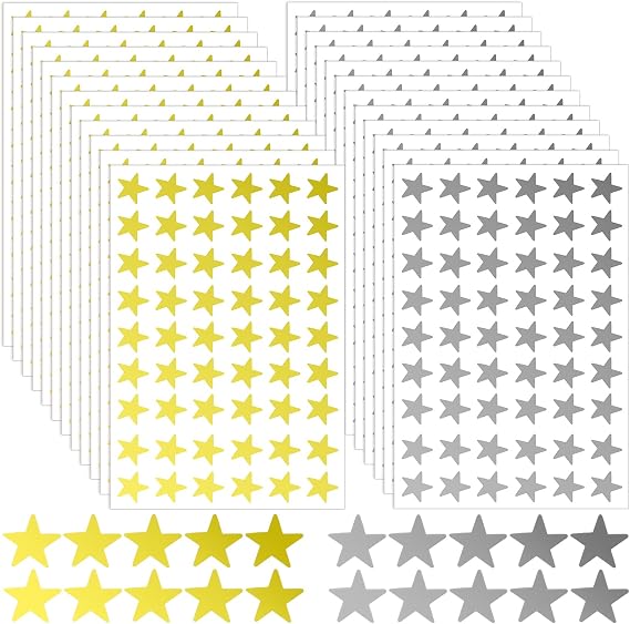 2160PCS Silver Gold Star Stickers, Star Stickers for Kids Reward