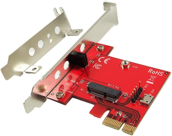 PEXM2150E PCI Express x1 Adapter Card with M.2 Key E Socket - Support M2 E Key or A-E Key WiFi or Bluetooth Module, TAA