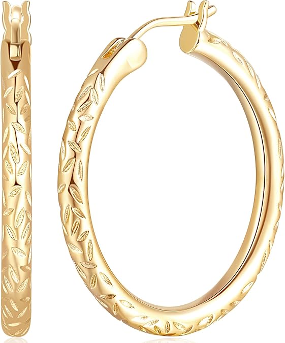 Hoop Earrings Gold Plated Earrings Womens Hoop Earring Jewelry Timeless Elegance 30 mm