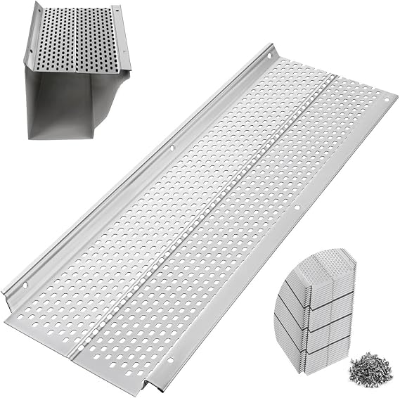 Gutter Guard, 5 inch Aluminum Gutter Guards, 40Pack-160ft, DIY Leaf Guards Protection for Gutters, 5" Rain Gutter Screen for Downspouts & Roof, Prevents Clogs & Debris, with Screws