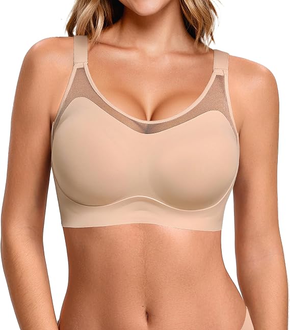 Avidlove Womens Wireless Jelly Bras No Underwire Seamless Push Up T Shirt Bra Mesh Full Coverage Everyday Bralettes