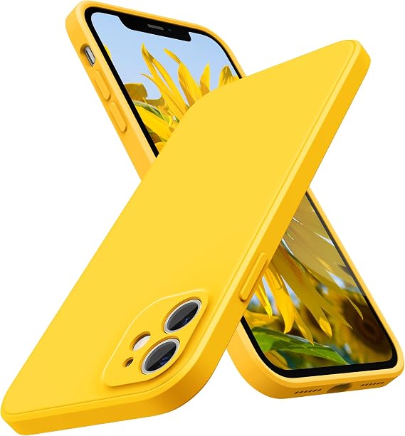 SURPHY Design for iPhone 11 Case with Camera Protection, Straight Edge Slim Design, Liquid Silicone Phone Case for iPhone 11 6.1 inches, Sunflower Yellow