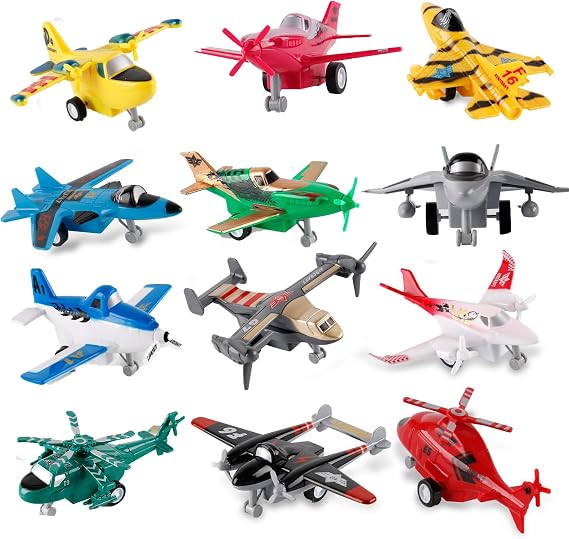 Pull-Back Airplane Toy Boys Plane Playset for Toddlers 3-5 Variety Pack of Helicopters Stealth Bombers Fighter Jets Aircraft Planes for Kids Toddlers Great Party Favors for Kids