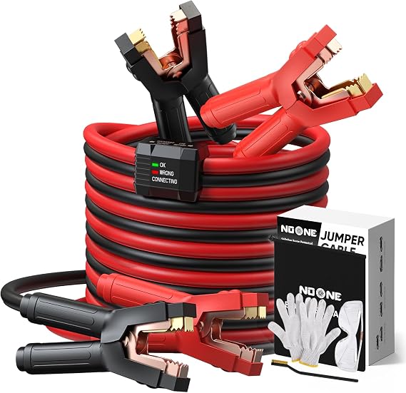 0 Gauge 25 Feet Heavy Duty Jumper Cables with Reverse Polarity Protection