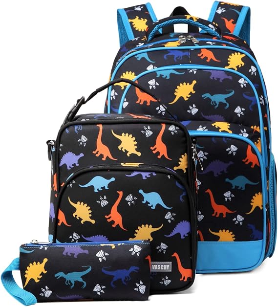 VASCHY Kids School Backpack Lunch Box Bag Combo, Children BookBag Schoolbag Set