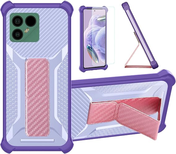 bojioderf Case Compatible for Fairphone 4 Fairphone4 5G Phone Case Cover [with Tempered Glass Screen Protector] Hybrid Case [Folding Support Magnetic] [Frosted Anti-Fingerprint] Purple