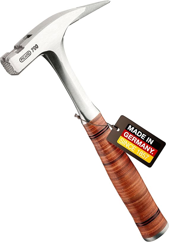 Picard Full-Steel Carpenter Roofing Hammer 950g Checked Face, Bright Finished Alloy Steel Head with Magnetic Nail Holder, Forged Full Steel Handle & Leather Grip 0079010