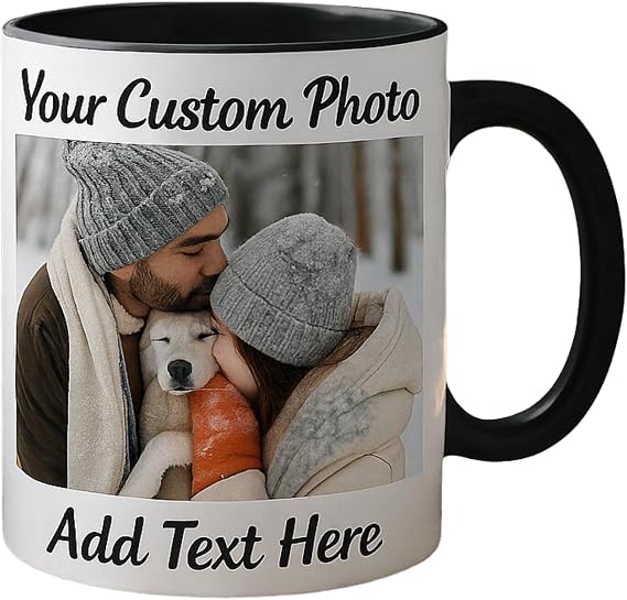 Personalized Coffee Mug Custom Photo Picture Ceramic Cup 11 oz Gift | Design Your Own Mugs, Customizable Cups With Name or Logo, Tazas Personalizadas, Both Sides Print, Dishwasher Suitable