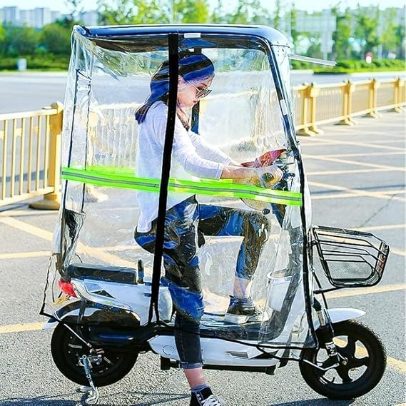 DKULMN Fully Enclosed Electric Car Transparent Canopy, Universal Electric Motorcycle Sunshade Cover for Mobility Scooters | 1 