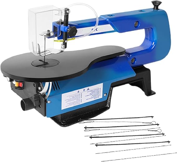Variable Speed Scroll Saw 16-Inch, Adjustable Cutting Height 0-50mm, 45 Bevel Cuts, Anti-Vibration Base, 10 Blades for Wood Art & DIY Projects