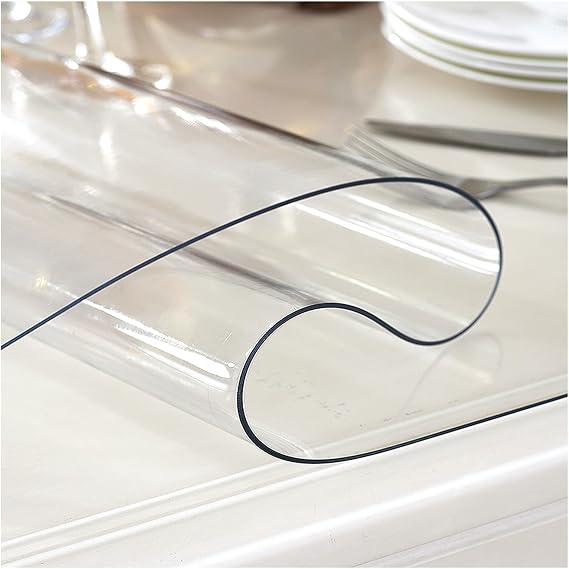 Clear Table Protector,Transparent Waterproof PVC Tablecloth Protector,Wipeable Clear Plastic Tablecloth,Transparent 1.5mm Thickness Table Cloth, for Home Kitchen(Size:140x200cm/55.1x78.7in)