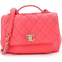 Pre-Loved Business Affinity Flap Bag Quilted Caviar Small, Pink