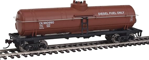 Walthers Trainline Tank Car-Ready to Run-Canadian National (Boxcar Red, Diesel Fuel Service) 931-1445 HO Scale Model Railroad - Freight Model