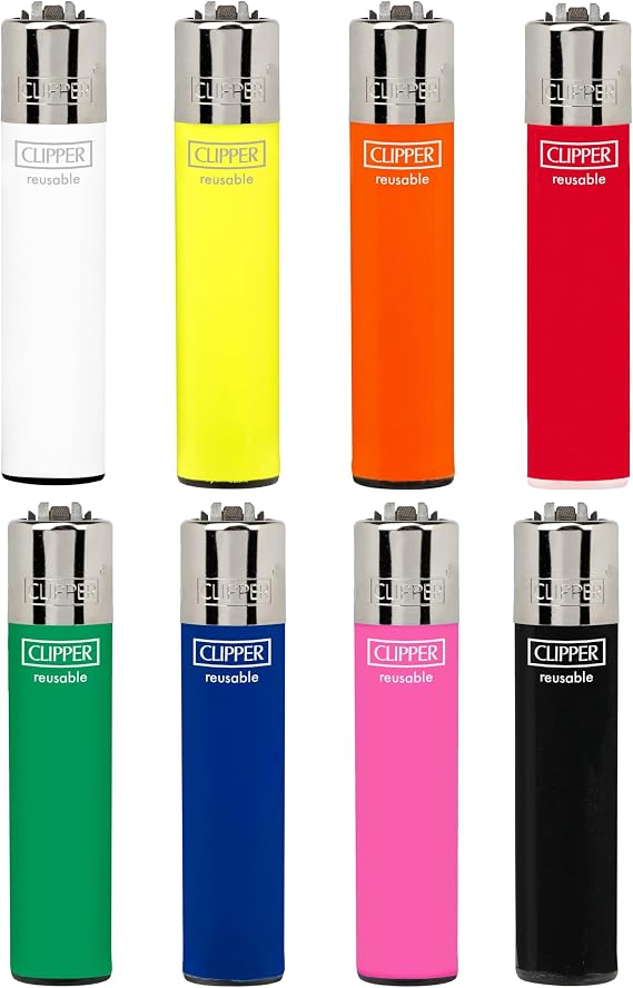 Bundle of 12 Original Clipper Lighters - Official Clipper Lighters with Removable Flint Housing - Assorted Colors