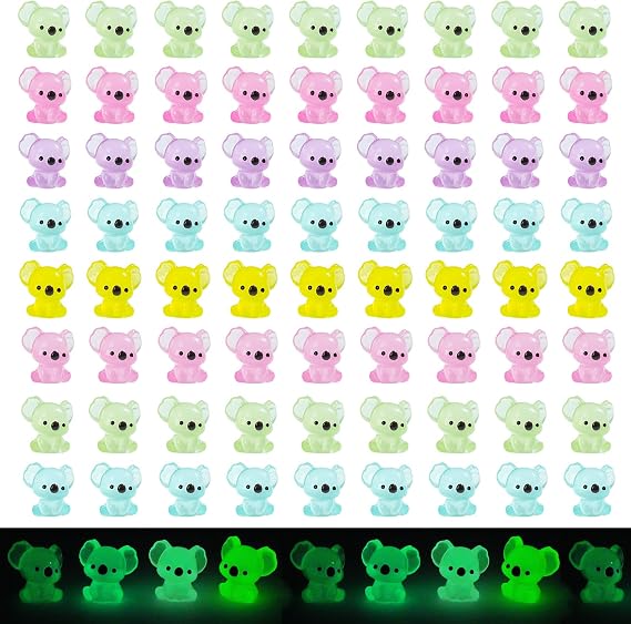 100 Pcs Luminous Mini Resin Koala Miniature Koala Figurines for DIY Fairy Garden Miniature Moss Landscape