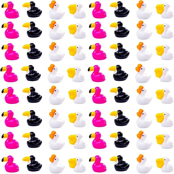 100 Pcs Cute Mini Goose Figurines Miniature Flamingo Tiny Resin Pelican for DIY Fairy Garden Miniature Moss Landscape