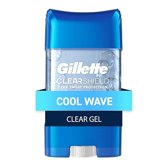 Gillette Antiperspirant and Deodorant for Men, 72hr Sweat & Odor Protection, Long Lasting Freshness, Anti-White Mark Technology, Clear Gel, Cool Wave Scent, 2.85 oz