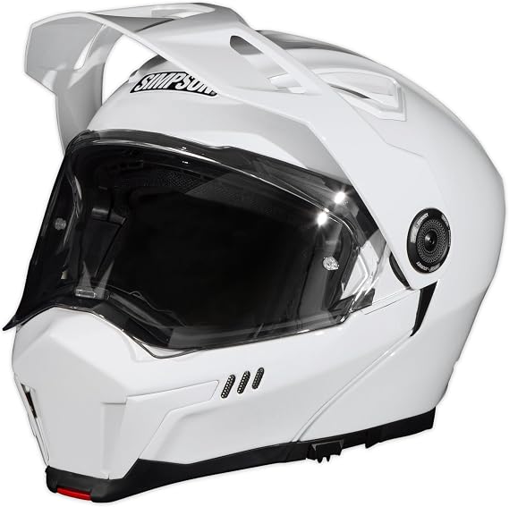 Simpson Journey Bandit Motorcycle Helmet - White - Medium | Off Road Dirt Bike UTV Motocross ATV | Modular Full-Face Flip Up | Clear Pinlock Anti-Fog Visor Shield | DOT ECE Certified (JB1MD)