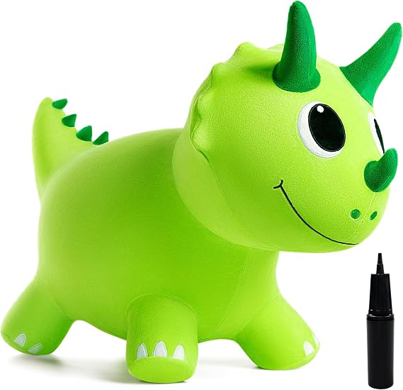 INPODAK Bouncy Animal Hopper Green Dinosaur Hoppers for Kids Ride On Toys