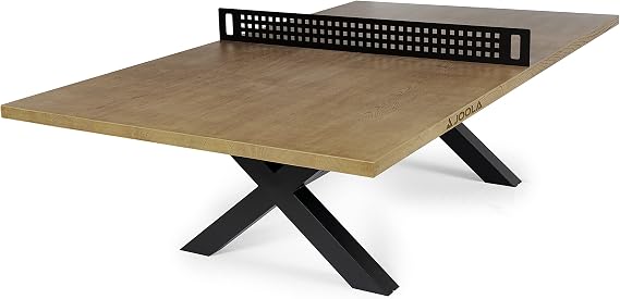 JOOLA Outdoor Table Tennis Table - Multi Use Conference Table Dining Table - Concrete Wood Look Includes Steel Outdoor Ping Pong Net Set & Frame - Hybrid Indoor Outdoor Ping Pong Table