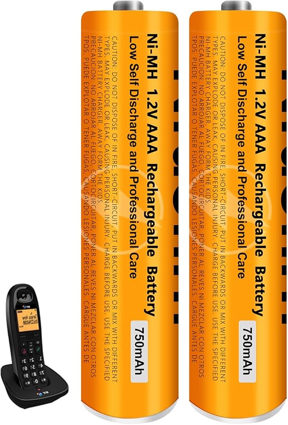 NI-MH Battery for Telephone Gigaset Handset 1.2 V 750 mAh Battery AAA for Phone Pack of 2 Rechargeable Batteries AAA for Panosonic Cordless Phones
