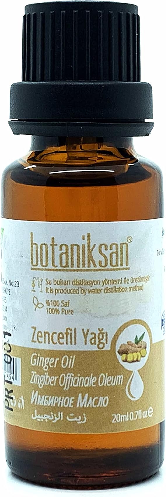 Botaniksan Zencefil Yağı 20ML Distilasyon, Saf, Doğal, Katkısız