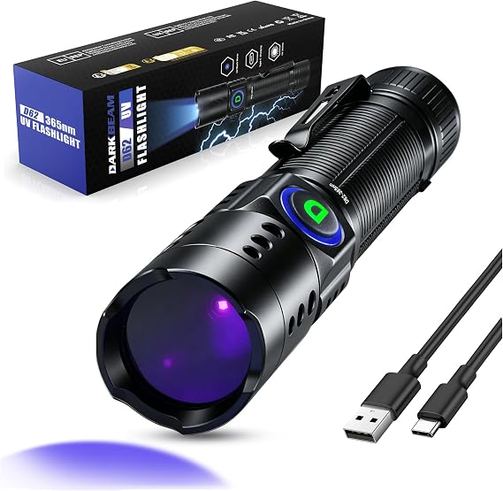 DARKDAWN UV Flashlight 365nm Blacklight with Black Mirror