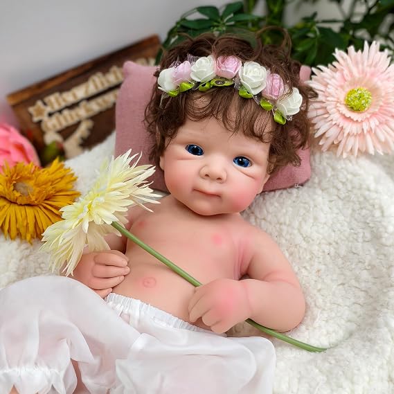 19" Realistic Silicone Reborn Baby Doll Girl - 8.6lb Full Body Platinum Silicone, Handrooted Hair & Lifelike Newborn | Gift for Elderly Companionship