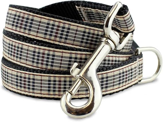 Plaid Dog Leash, London Furberry, 5 Ft Long, 1" Wide