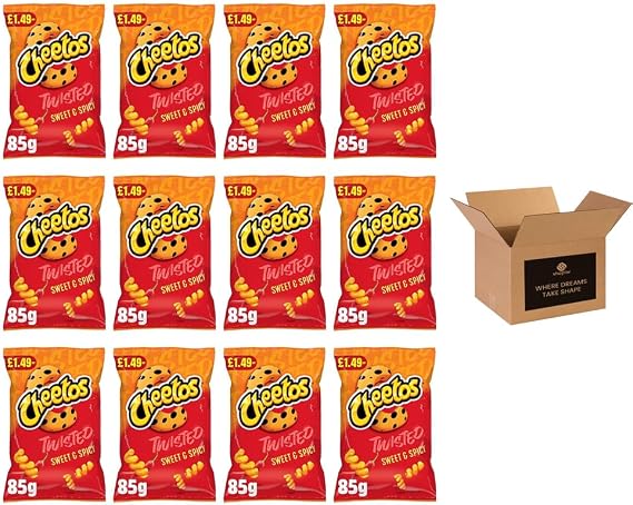 Shopior Crisps Variety Flavours Multipack | Snack Box for Parties, Lunchbox (Cheetos Twisted Sweet & Spicy - PMP £1.49-85g x 12Pack)