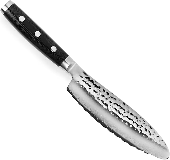 Enso HD 6" Sandwich Knife - Made in Japan - VG10 Hammered Damascus Stainless Steel Serrated Utility Knife