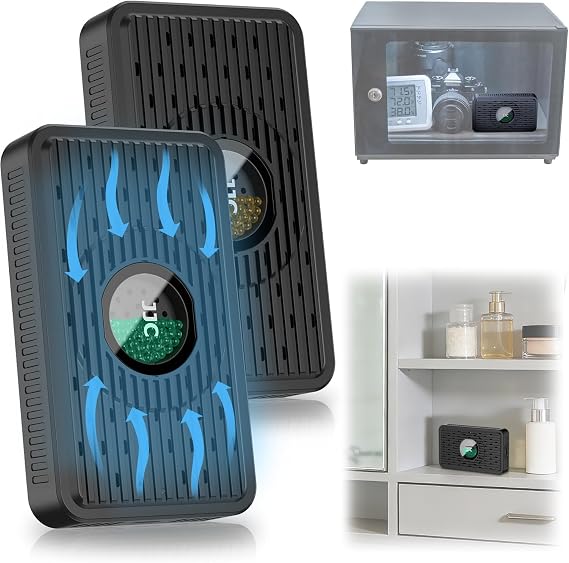 2 Pack Rechargeable Desiccant Dehumidifier for Storage with USB-C Cable,Reusable Portable Moisture Humidity Absorber Dryer Color Indicating Silica Gel for Gun Safe Camera Lens Electronics 3d Filaments