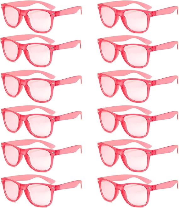 10/12 Pack Bulk Adult Color Sunglasses Wholesale Retro Cheap 90s Clear Jelly Glasses
