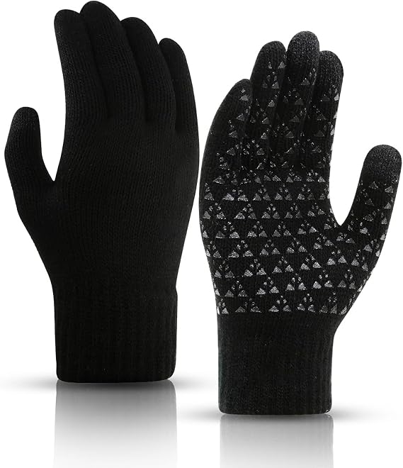 SSKHE Winter Warm Gloves, Touchscreen Knitted Gloves, Anti Slip Thermal Windproof Cycling Running Hiking Sports Gloves for Men Women