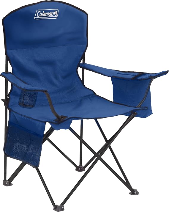 Coleman Portable Camping Chair with 4-Can Cooler, Cushioned Seat & Back with Side Pockets & Cup Holder, Carry Bag Included, Great for Camping, Tailgating, Firepits, Patio, More