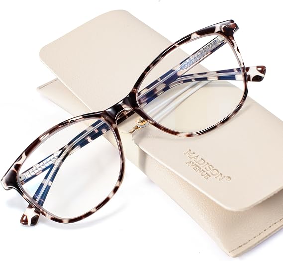 Madison Avenue TR90 Blue Light Blocking Glasses for Women, Anti Eyestrain Glare Classic TV Phone Computer Gaming Eyeglasses