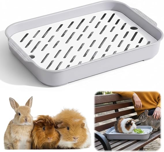Rabbit Litter Box, Tray for Guinea Pigs and Bunnies, Toilet with Dimensions , Colour, Grey, 28 X 19 3 Cm, Small