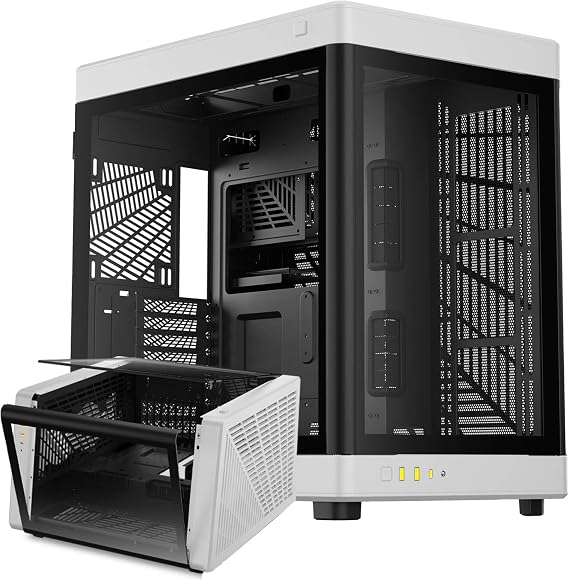 GAMDIAS NESO P1 BW Gaming PC Case Full Tower E-ATX ATX Prime Lifestyle Case Dual Chamber Trapezoid Design Modular Alternative Orientation Full Panoramic Display