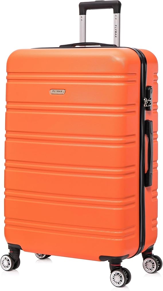 FLYMAX 29" Large Suitcases on 4 Wheels Lightweight Hard Shell Luggage Durable Check in Hold Luggage Built-in 3 Digit Combination Burnt Orange 100L